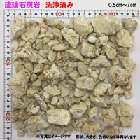 琉球石灰岩　洗浄済み　小粒タイプ　0.5cm～7cm　1kg