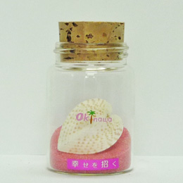幸せを招くハート貝の小瓶【ピンク】